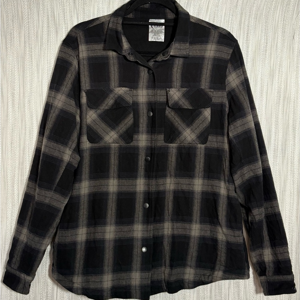 ZYIA Black and Taupe Plaid Button-Down Shirt